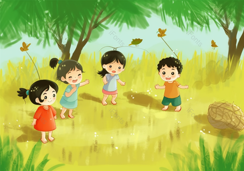 春游森林儿童插画手绘背景,插画/手绘图,插画/手绘图库,插画/手绘图下载,插画/手绘